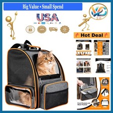 Grey Cat Backpack Carrier for Pets Up to 20lbs Ventilated Soft Sided Travel Bag