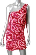 GUESS ~ Pink Paisley Jersey Print One Shoulder Sheath Versatile Dress S NEW $89