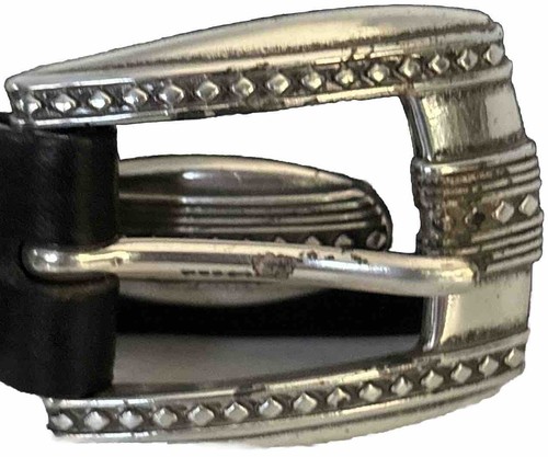 Brighton Women’s Black Leather Belt 4 Metal Art Ovals & 5 Braided Overlays Sz 32 - Picture 2 of 10