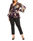 NEW City Chic Ladies Purple Paisley Long Sleeve Ciela Top Plus Size XS 14 #Q51