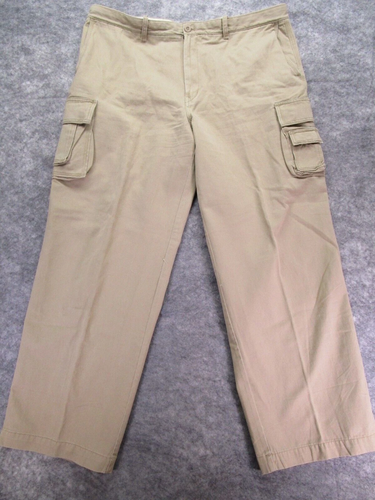 Izod Cargo Pants Mens 42x32 Beige Relaxed Rock Washed button pockets