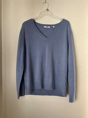 Vince Womens Weekend V Neck Cashmere Sweater in Blue / Gray Size Small XL