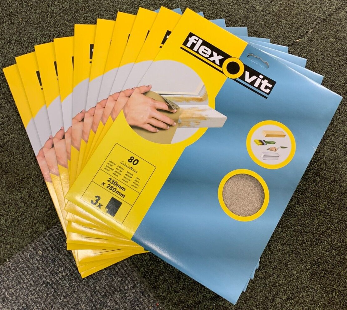 SANDING SANDPAPER SHEETS 80 GRIT 238 X 280MM FLEXOVIT JOB LOT END OF LINE