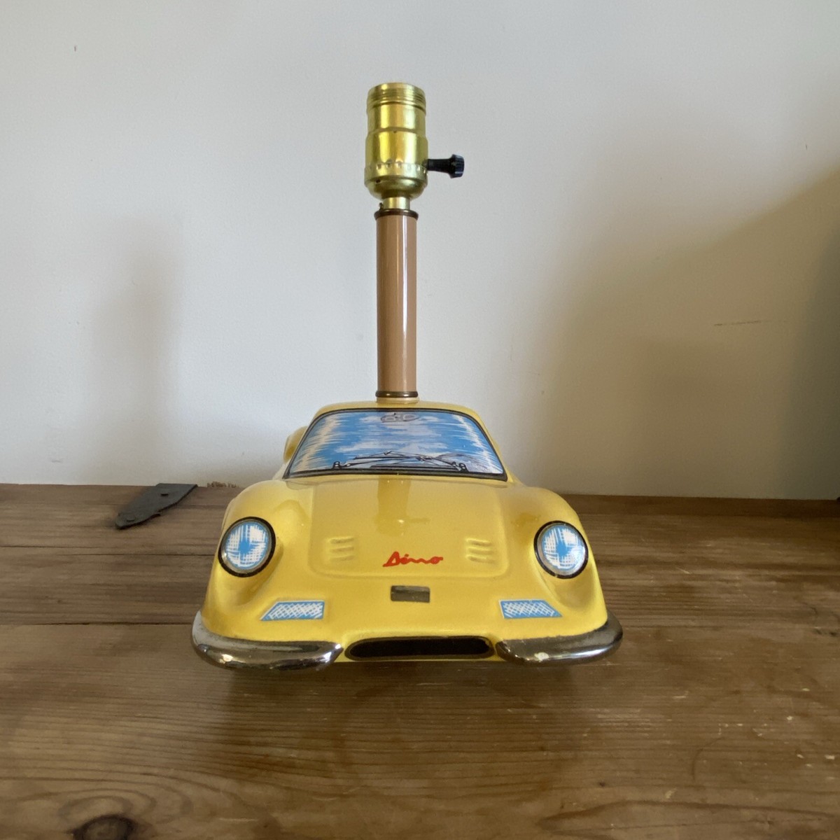 Vintage 1970s Italian Ceramic Ferrari Dino 246 GT Yellow Sports