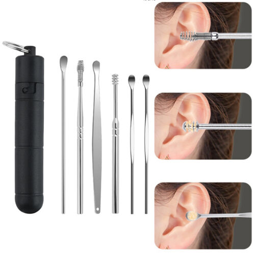 1/6PC/Set Ear Wax Removal Tool Earpick Ear Cleaner Spoon Ear Care Cleaning T SR - Afbeelding 1 van 16