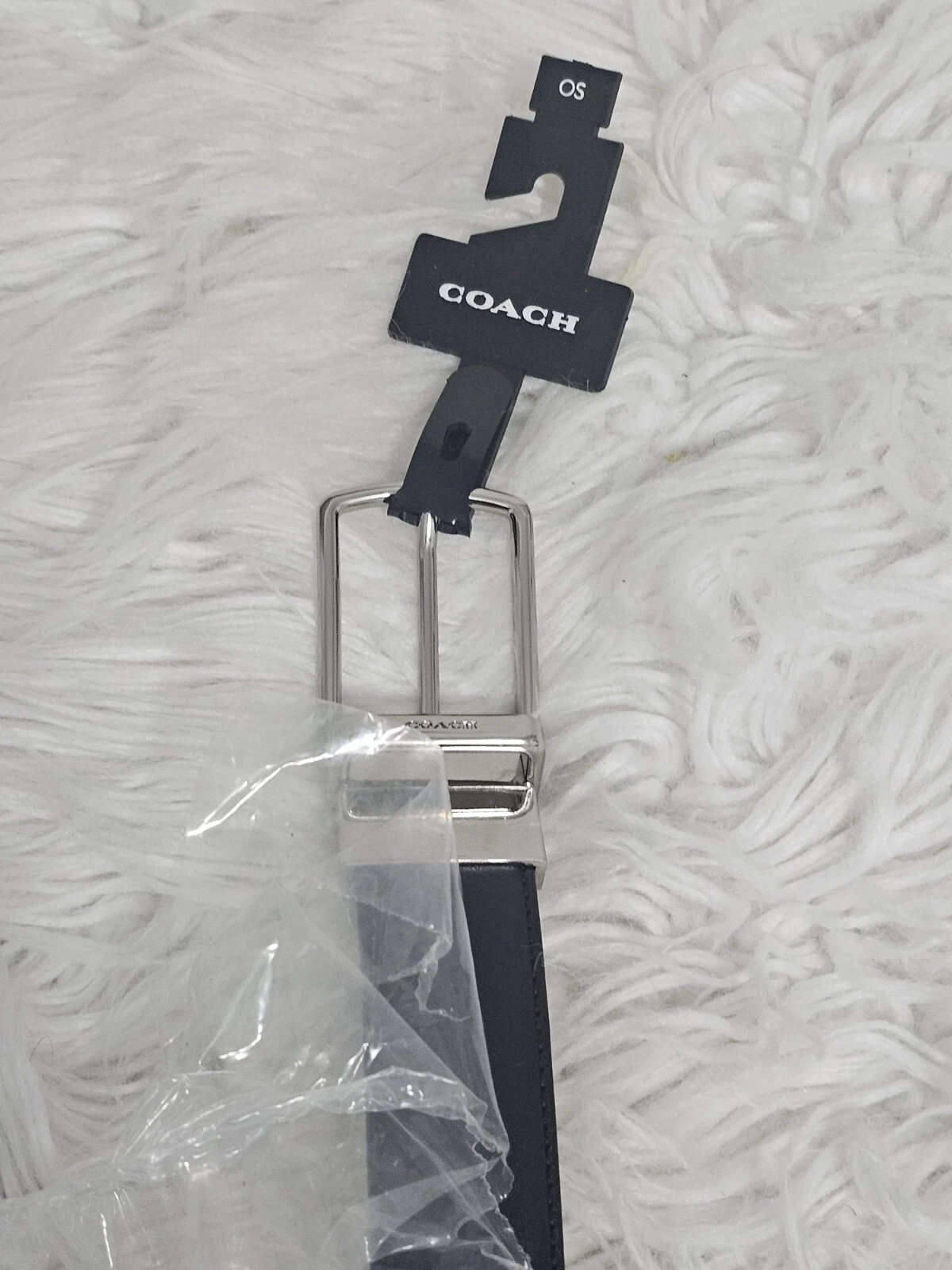 Coach Outlet Fibbia Imbracatura Taglio a Misura Cintura Reversibile Uomo Pelle Nera 32mm