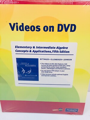 ELEMENTARY AND INTERMEDIATE ALGEBRA Videos on DVD 5th Ed Pearson Free Shipping
