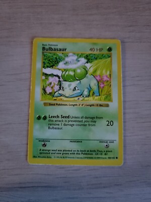 Pokémon Base Set Unlimited Regular Finish Bulbasaur Shadowless 44