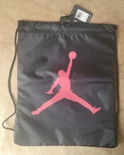 BLACK 15" W X 18" H With Red Jumpman 23 Logo Cinch Sack/Back Pack 