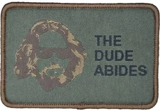 THE DUDE ABIDES BIG LEBOWSKI FUNNY TACTICAL WOVEN FOREST HOOK MORALE PATCH