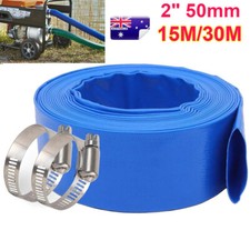AU 2 Inch 50mm PVC Layflat Hose Water Pump Transfer Pipe Lay Flat Outlet 15/30m