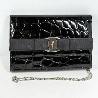 Salvador Ferragamo Gold and Black Women\'s clutch bag Diana clutch - Women | Ferragamo main image 3