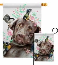 Swallow Play With Lab Garden Flag Dog Animals Decorative Gift Yard House Banner