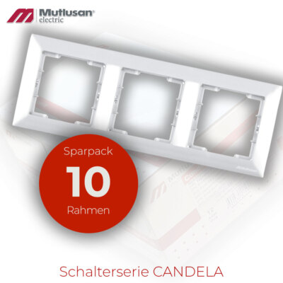 Sparset 10x 3fach Rahmen Horizontal Unterputz Mutlusan CANDELA Serie weiß Optik
