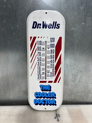 VINTAGE ADVERTISING DR WELLS  SODA TIN WALL THERMOMETER