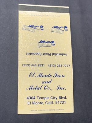Vintage California Matchbook:  El Monte Iron & Metal  El Monte