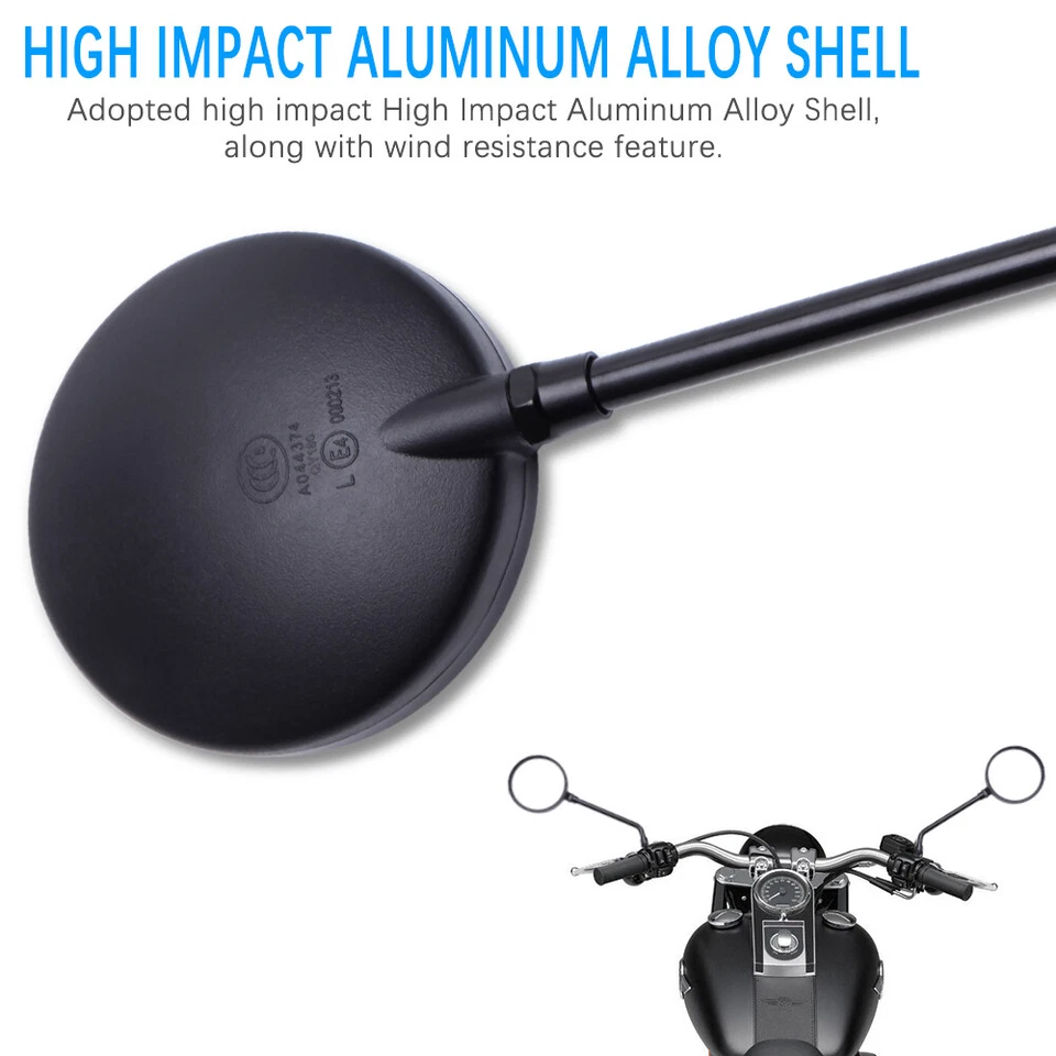 Espelhos retrovisores redondos pretos universais para motocicleta Kawasaki KZ Suzuki Scooter - Imagem 3 de 4