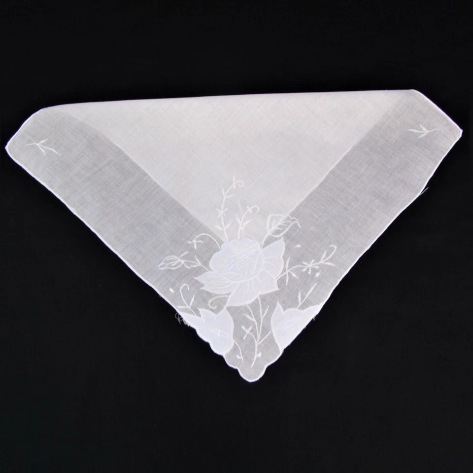 Pañuelos de cóctel vintage blancos apliques bordados Grandmacore  Foto 2 de 4