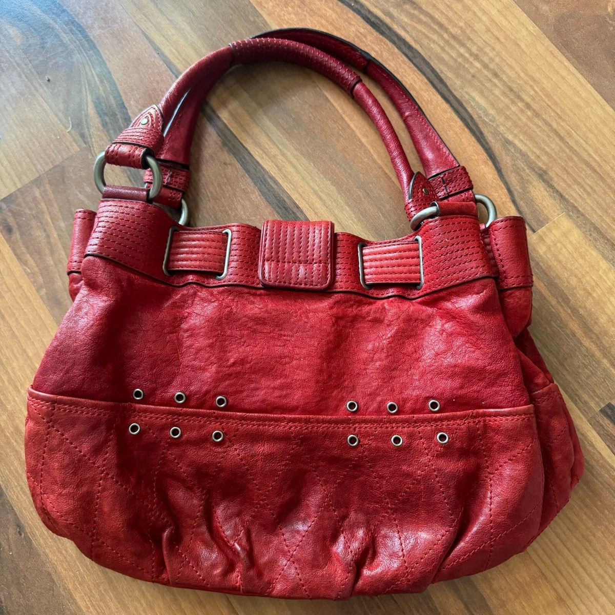 Juicy Couture Vintage Y2K Dark Red Leather Satchel Hand Bag Tote