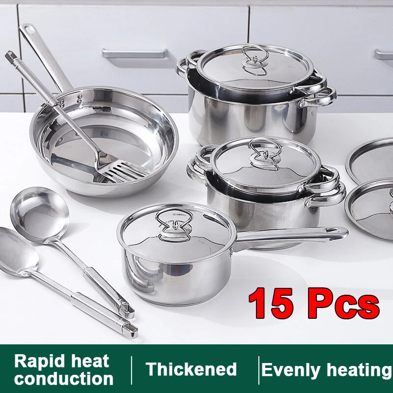 15-Piece Stainless Steel Cookware Set Professional-Grade Kitchen Tools，pot，pan
Opens in a new window