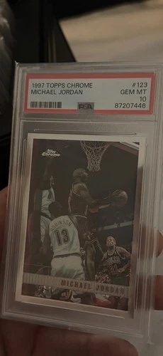 1997-98 Topps Chrome MICHAEL JORDAN #123 PSA 10 Gem Mint! Chicago Bulls HOF!