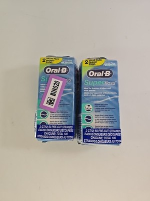 LOT (4) ORAL-B SUPER FLOSS DENTAL PRE-CUT STRANDS MINT IDEAL FOR BRACES BRIDGES