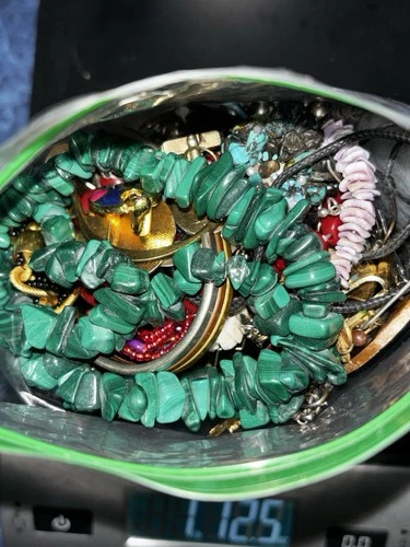 1lb 12.5oz Unsorted Untested Vintage/costume/crafting/beaded/gem Mix Jewelry Lot