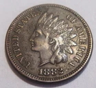 Nice 1882 Indian Head Penny Cent Very Fine VF + Natural Toning & Free Shipping