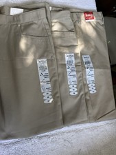 Austin Boys Khaki Chino Pants Size 16 Adjustable Waist Stain Release Double Knee