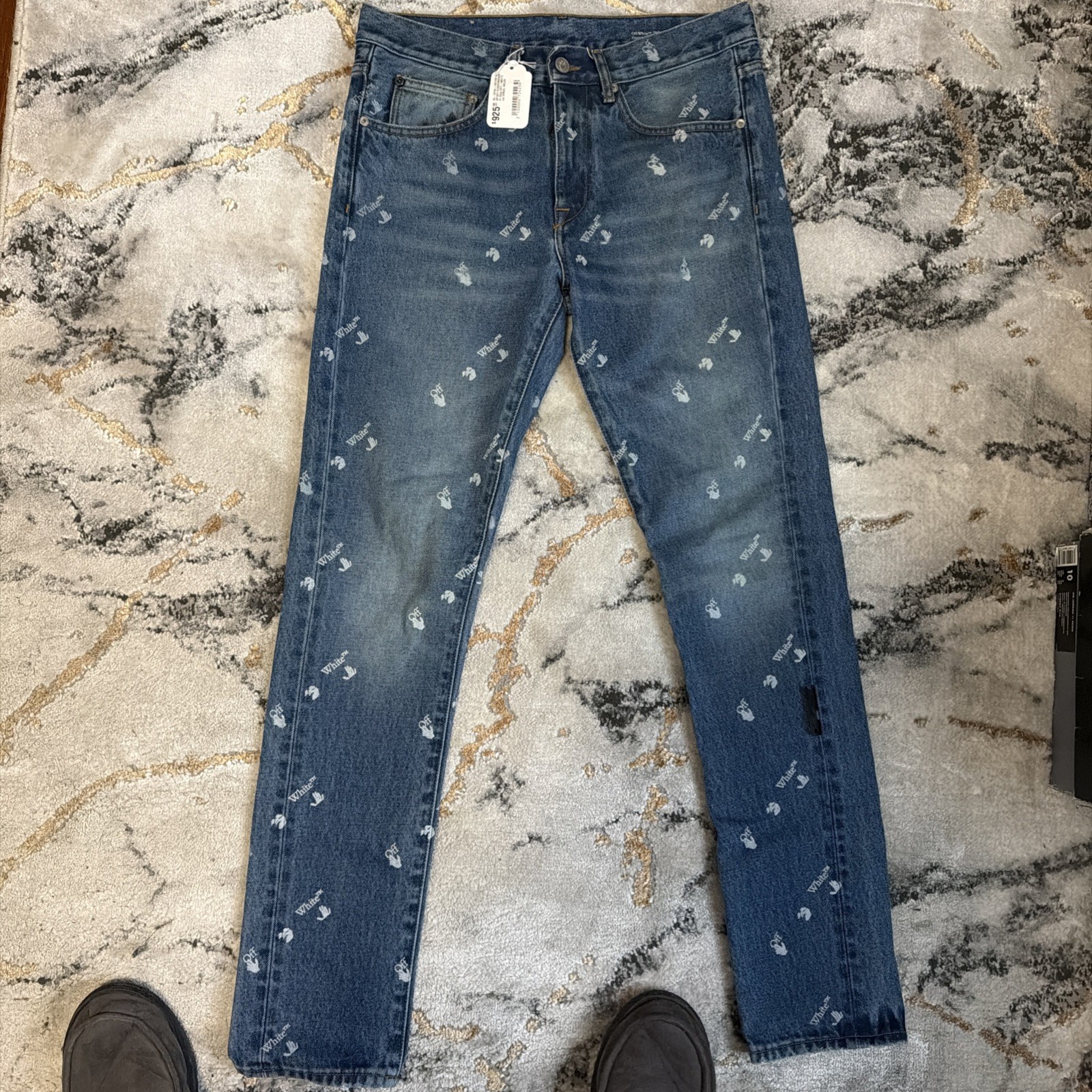 Size 30 Off White Repeat Monogram Pattern / Blue … - image 1