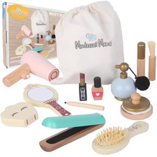 Makeup and Salon Set - Wooden Pretend Play Beauty Play Makeup Kit with Stylin...