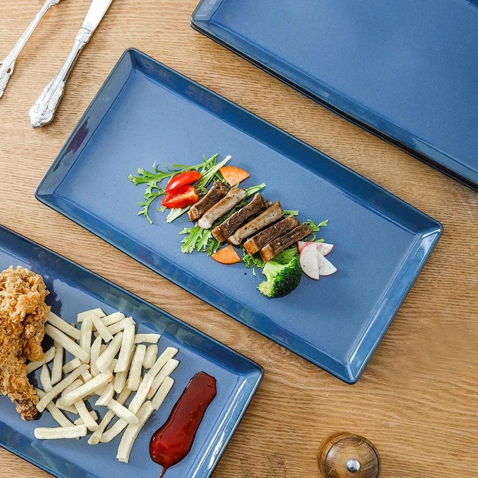 Ceramic Serving Tray, 14 Inches Large Serving Platter, Rectangular Serving Tr... - Image 3 of 4