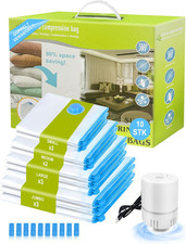 10 Sacchetti Sottovuoto per Vestiti Con Pompa Ad Aria Elettrica – 3 Jumbo, 3 Gra