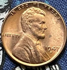 1947 d lincoln wheat penny brilliant Uncirculated Red Gray Coin V6
