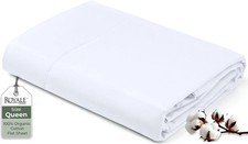 100 Organic Cotton Queen Flat Sheet Only - Super Soft - Percale Top Sheets -...
