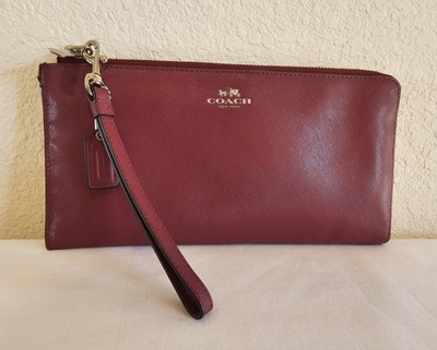 Coach Vintage Leather Wristlet Bordeaux Color 10 X 5.5 