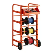 Rolling Wire Spool Rack 11 Rods Cable Organizer Cart Durable Frame