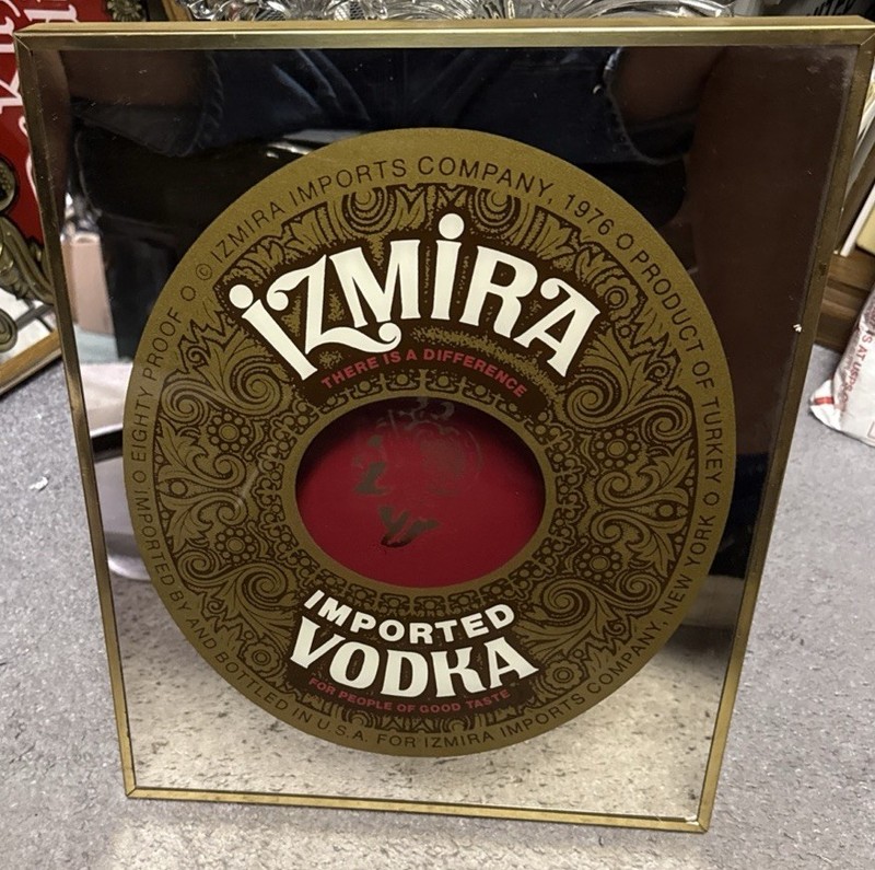 Izmira Imported Vodka Mirror Advertising Bar Man Cave Sign 16" x 13"
