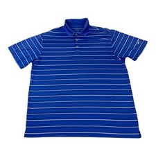 Nike Golf Dri Fit Polo Shirt, Standard Fit, Blue Striped, Men  s Size Large