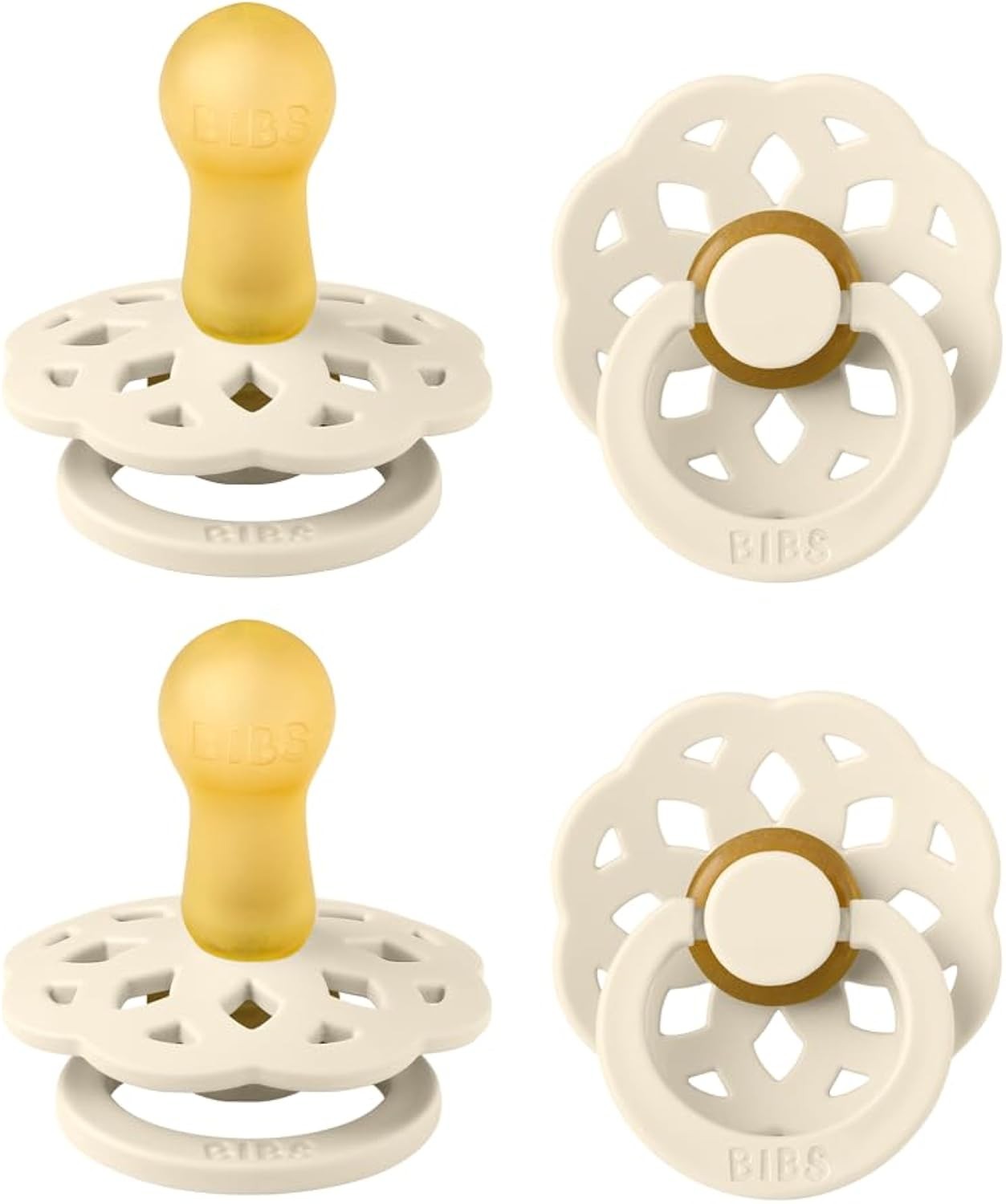 BIBS Boheme Dummy 6-18 Months 4-Pack Ivory Natural Rubber Latex Round Teat