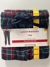 Lucky Brand Men  s Cloud Soft Fleece Sleep Pants Plaid NWT Size M 32-34