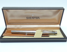 Sheaffer Targa 1024XG White Gold Plated Chequered Fountain Pen, GT, Med 14K Nib