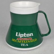 Vintage Lipton Naturally Decaffeinated Tea Insulated Plastic Travel Mug Green