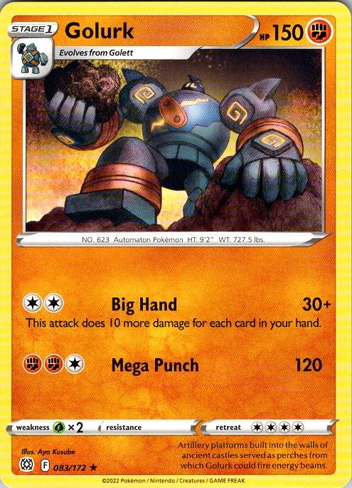 GOLURK 083/172 RARE BRILLIANT STARS POKEMON NEAR MINT