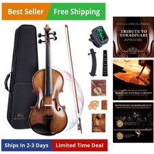 4/4 Full Size Acoustic Violin Kit for Beginners Solid Wood Handmade Violin ...