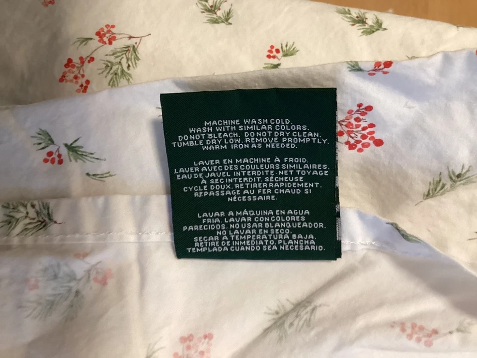 Ralph Lauren Queen Flat Sheet Pine Branch Red Berries Holidays MacKenzie - Image 4 of 4