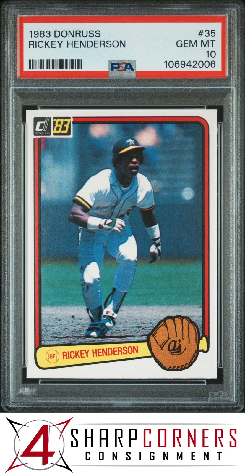 1983 DONRUSS #35 RICKEY HENDERSON ATHLETICS HOF PSA 10