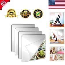 4 Pack Self Adhesive Acrylic Mirror, 8 x 8 Inch Mirror Tiles,Flexible Plastic...