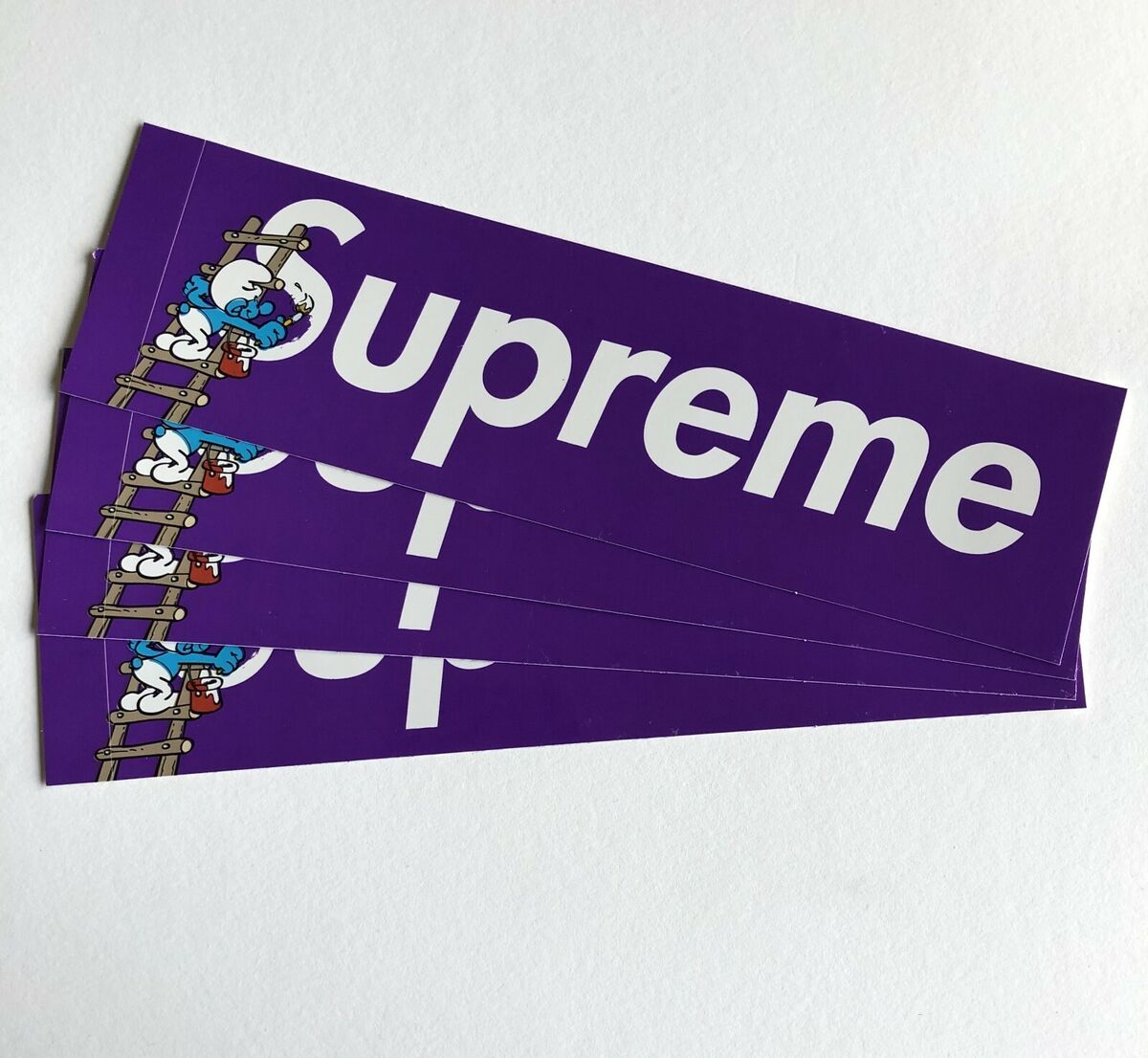 Supreme Smurfs Box Logo Sticker Purple 100% Authentic FW20 Supreme Smurfs Box Logo Sticker Purple 100% Authentic FW20