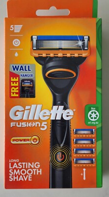 Gillette Power Fusion 5 Razor Handle + Pack 4 Blades Pack+ Wall Hanger-BRAND NEW